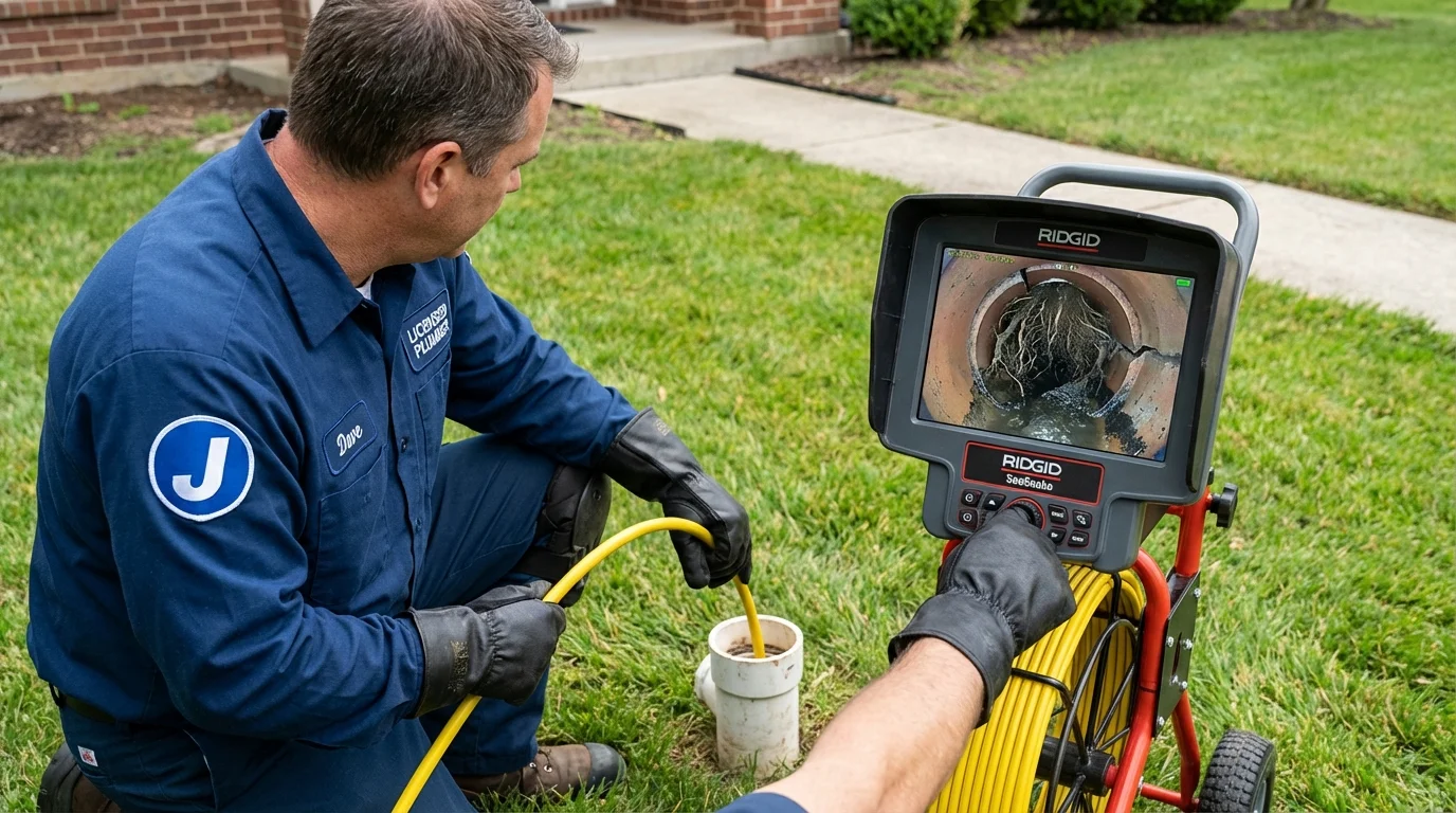 Sewer camera inspection being performed by Johns Plumbing LLC in King
