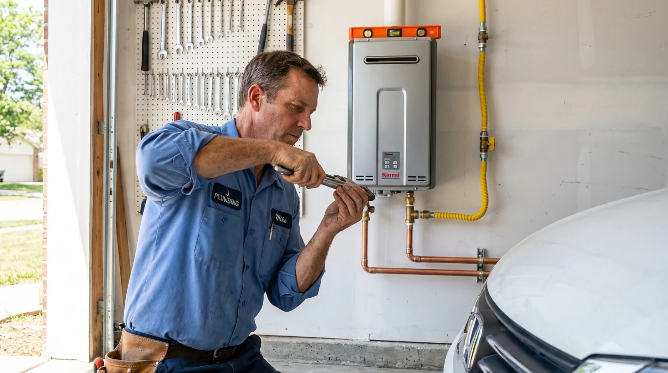Tankless water heater installation by a Johns Plumbing LLC plumber in King